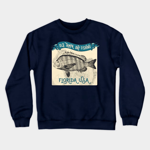 Old Tampa Bay Fishing Sheepshead Crewneck Sweatshirt by HighBrowDesigns